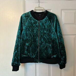 Torrid Emerald Green Velvet Bomber Jacket